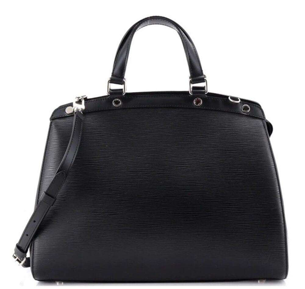 Louis Vuitton Brea MM Epi Noir Black Satchel Top Handle Zip Silver Hardware